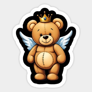 Cute Crowned Brown Angel Teddy Bear Sticker
